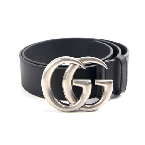 black and silver Gucci belt